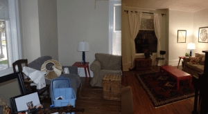 Living room before and after.