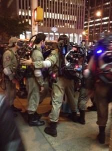 Ghost busters stand in a group