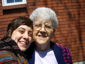 Me and my grandma, outside her house