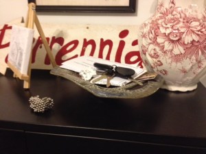 Our keys always go in this bowl. It's the mail and key bowl.