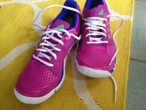 Purple, adidas running shoes - squeaky clean