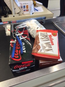 Picking up ingredients for smores: just one of 300 items on ye olde to do list