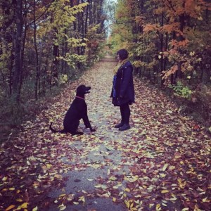 Me on a rare dog walk. JF has been doing all the Odie-minding lately.