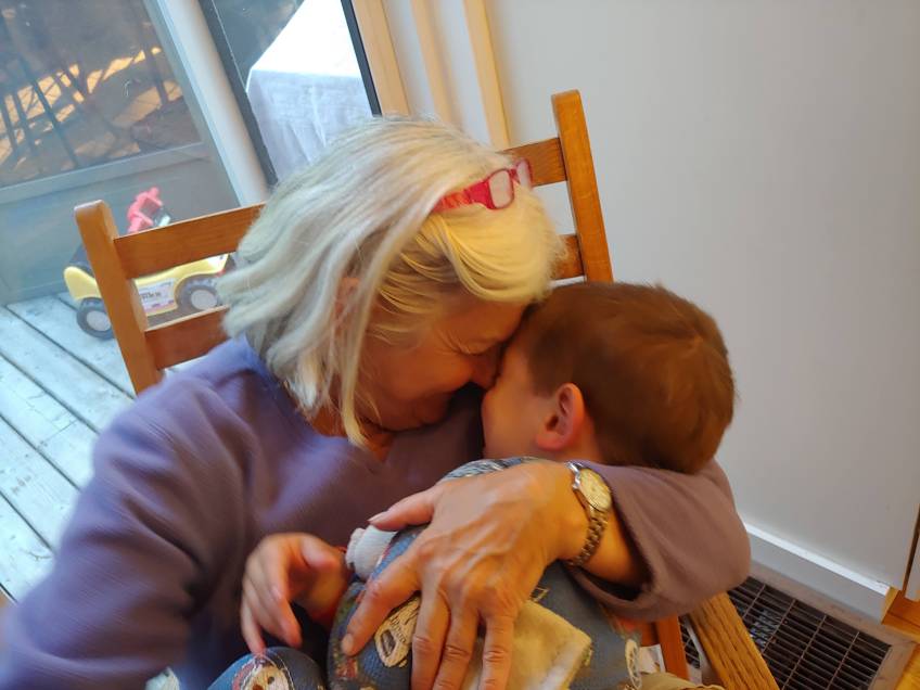 Arthur's grandma pulling him in for a big hug
