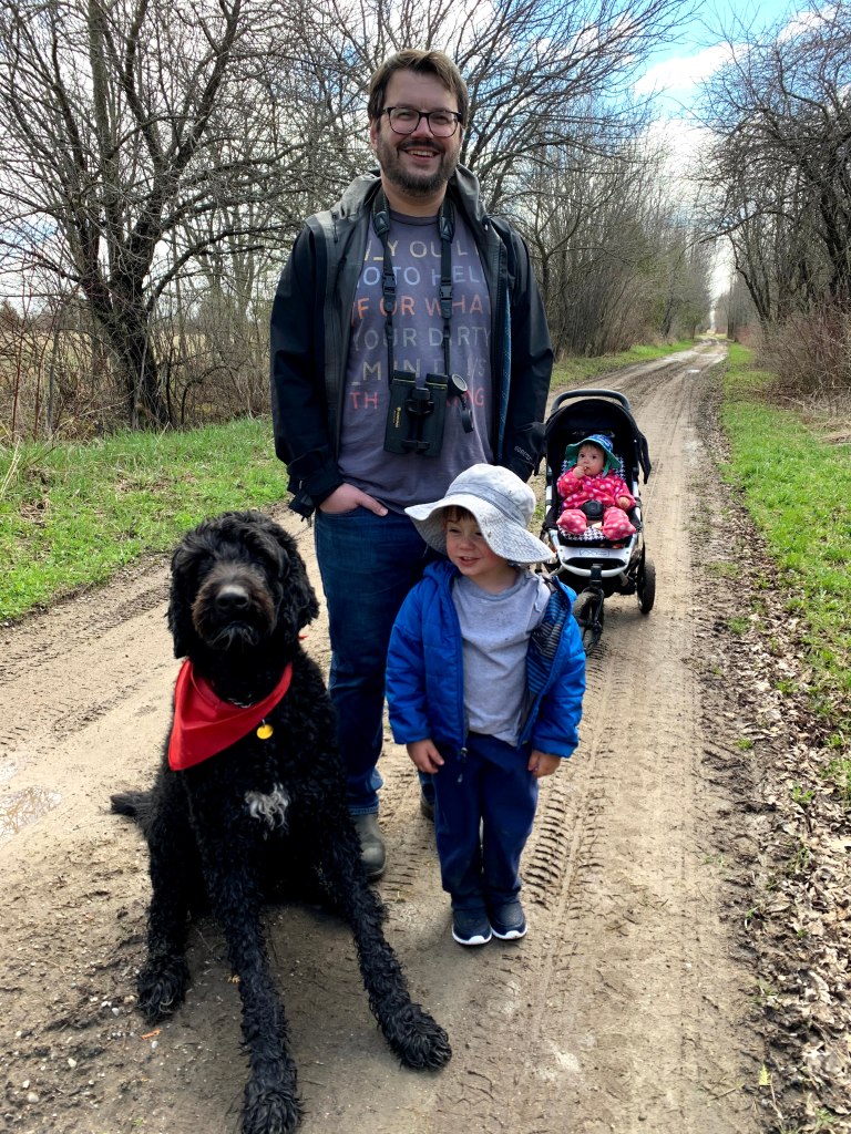 Arthur, JF, Odie and Flo on a trail